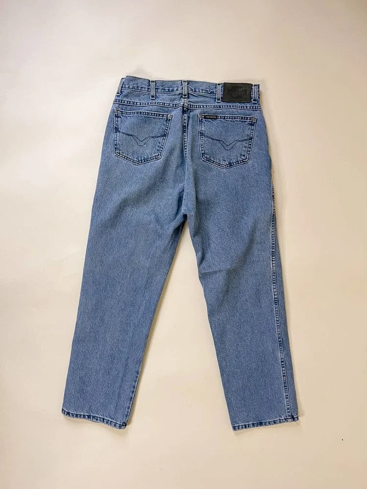 90s Vintage Harley Davidson Light Wash Straight Leg Jeans Size L - Picture 4 of 8